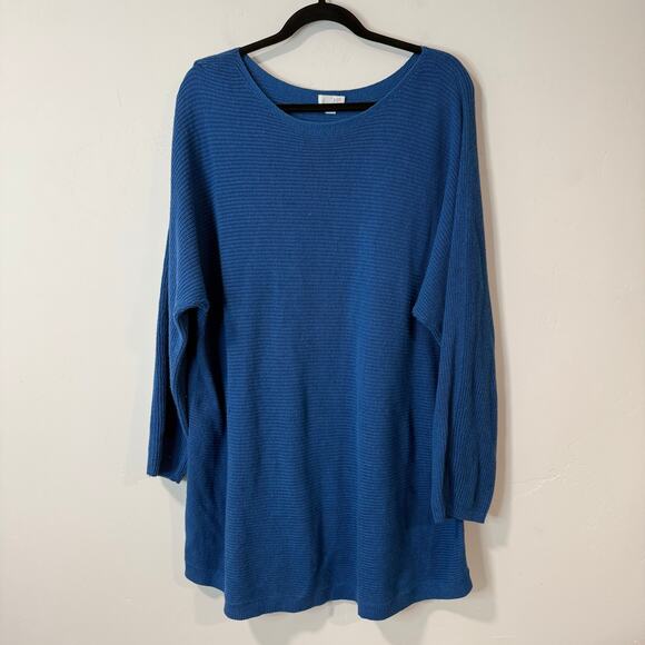 J. Jill Women's Sweater Tunic Boatneck Pullover Knit Cotton Blend Plus 2X - Picture 1 of 8